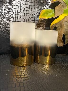 Radiance LED Candle Frosted Metallic Gold Dipped Flame-Less Glass